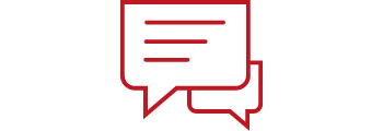 stylised chat icon in red