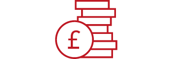 stylised money icon in red